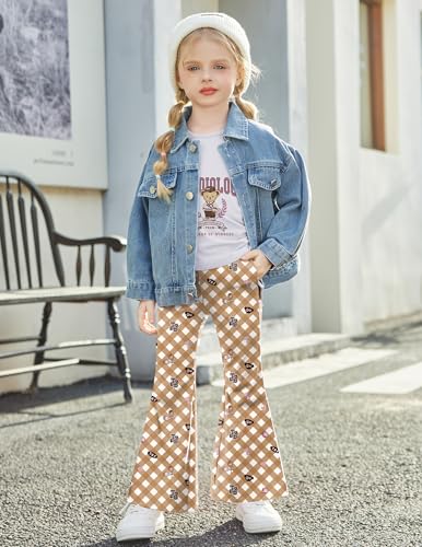 Image of Arshiner Toddler Girl Clothes 2 Piece Outfits Side Adjustable Drawstrings Tank Tops and Flare Leggings Pant Set