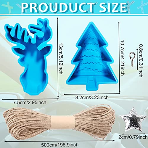 Car Freshies Molds, Chiristmas Tree & Elk Silicone Freshie Making Kit Silicone Aroma Bead Car Freshie Supplies With Star Bow Decoration For Freshies Resin Soap Candles Clay #TOP1