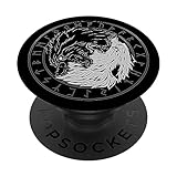 From Battle To Valhalla - The Viking Way - Sons Of Fenrir - Skll and Hati - Ying Yang Wolf PopSockets Standard PopGrip - Black - Phone Grip - Cell Phone Grip Stand - Compatible with Most Smartphones