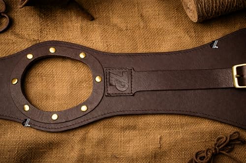 Image of Genuine Leather Motorcycle Tank Strap with Pouch Compatible with Royal Enfield Hunter 350 (Tank Strap with Pouch, Brown)