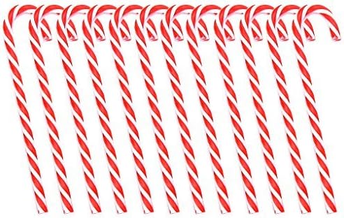 Boieo Plastic Candy Canes Christmas Tree Hanging Ornaments, 12pcs (Red+White)