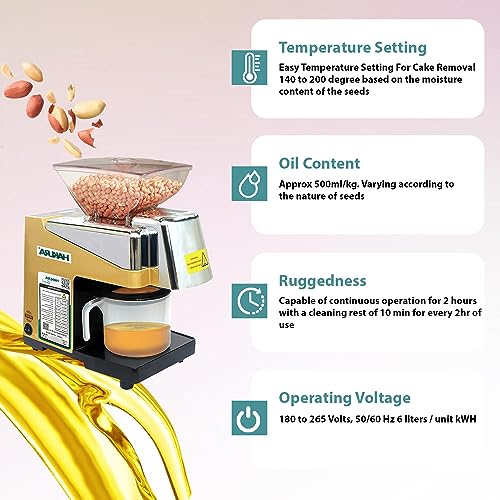 Image of HAKURA H2O-2B Comfort Oil Extractor Oil Maker Press Machine for Home 560 Watts