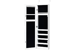 Hanging Mirror with Storage: Giantex Wall-Mounted Armoire for Jewelry