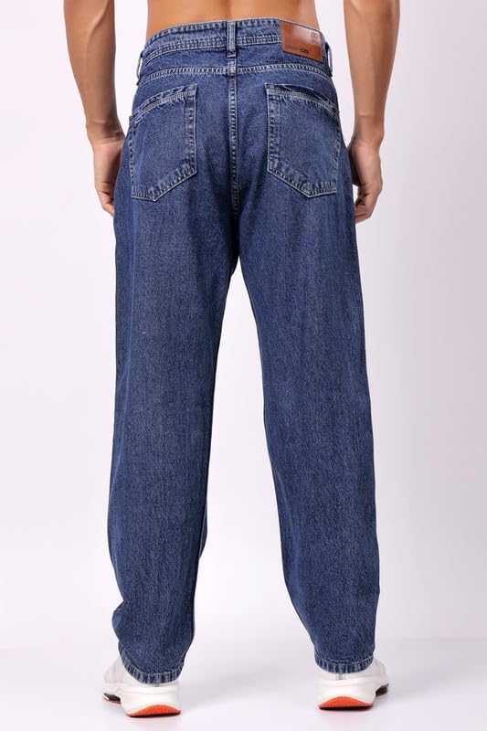 Image of London Hills Men's Relaxed Fit Baggy Jeans | Streetwear Style Loose Denim Pants for Casual Wear | Comfortable Cotton Blend Jeans with Trendy Wide Leg Fit