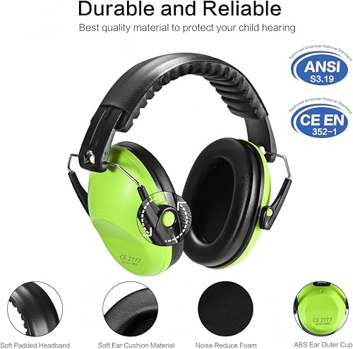 YingErTool Ear Defenders Children 3-16 Years, SNR 27dB Noise Cancelling Headphones for Kids (Green) - Image 2