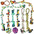 ZENO Dog Toys - Pack of 10 | Rope Chew Toys for Dogs | Strong Rope, Ball & Tug for Teething & Training | Puppy Teething Toys | 100% Natural Cotton | Great for Small, Medium & Large Puppies & Adults
