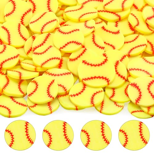 Image of Weysat 60g Mini Softball Polymer Clay Slices 0.2 Inch Tiny Clay Softball Pieces Sports Sprinkles Ball Confetti for Clips Nail Art DIY Craft Party Decoration Favors for Team Sports Lover