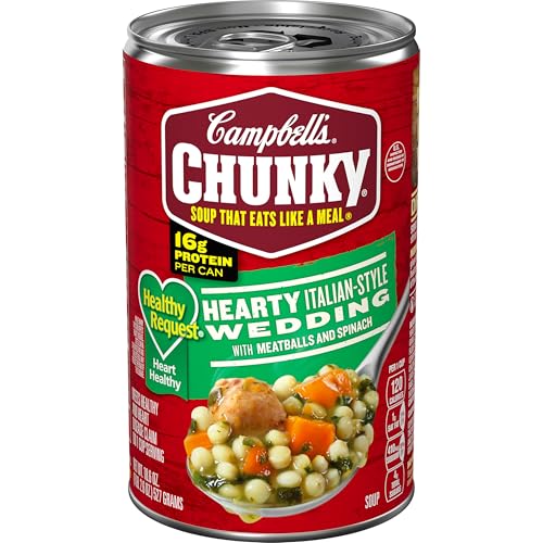 Campbell’s Chunky Healthy Request Soup, Hearty Italian Wedding Soup with Meatballs and Spinach, 18.6 oz Can