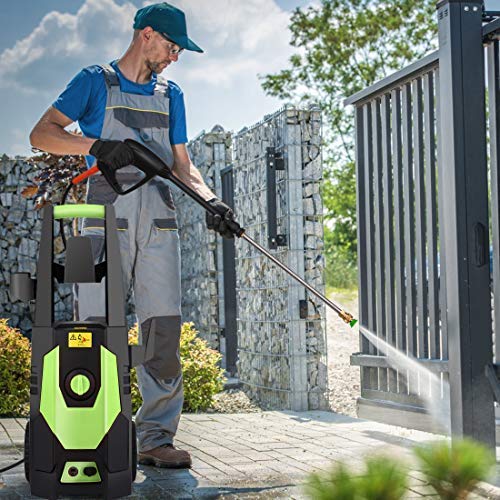mrliance 3600PSI Electric Pressure Washer 2.4GPM Power Washer 1800W High Pressure Cleaner Machine with 4 Nozzles,Hose Reel, Foam Cannon Brush,Best for Cleaning Patio, Garden, Fences, Vehicle (Green)