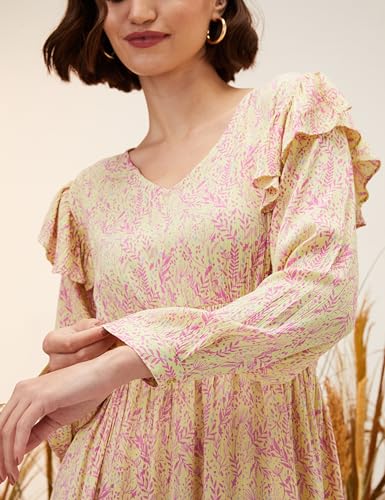 Image of Amazon Brand - Eden & Ivy Women's Crinkled Rayon Fit and Flare One Piece Knee-Length Dress (Available in Plus Sizes)