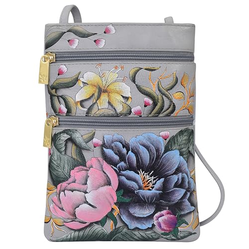 Image of Anuschka Women's Leather Crossbody Bag - Hand-Painted Genuine Leather Handbag with Pockets for Everyday Use - 448