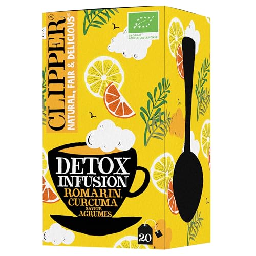 CLIPPER - Infusion Bio - Detox Agrumes - Romarin, Curcuma agrumes 20 Sachets d'Infusion - 1 paquet