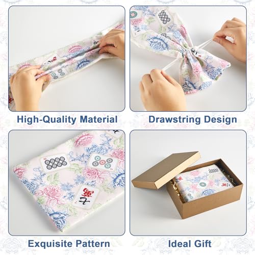2 bolsas rosas con cordón para Mahjong 26 pulgadas miniatura 3