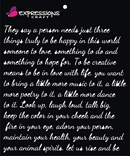 Expressions Craft Script Stencils Clear Script | for Mixed Media, Wall Painting, Art and Craft, Home Decor, DIY Craft, Card Making and Fabric Painting, 6″X6″…