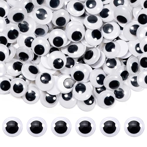 Image of TOAOB 150pcs 22mm Large Wiggle Googly Eyes Self Adhesive Sticker Eyes | Plastic Black Round Eyeballs, DIY Arts Crafts, Scrapbooking Accessories