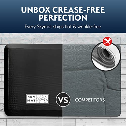 Sky Solutions Anti Fatigue Mat - 3/4" Cushioned Kitchen Rug And Standing Desk Mat & Garage - Non Slip, Waterproof And Stain Resistant (20" X 39", Black) #TOP5