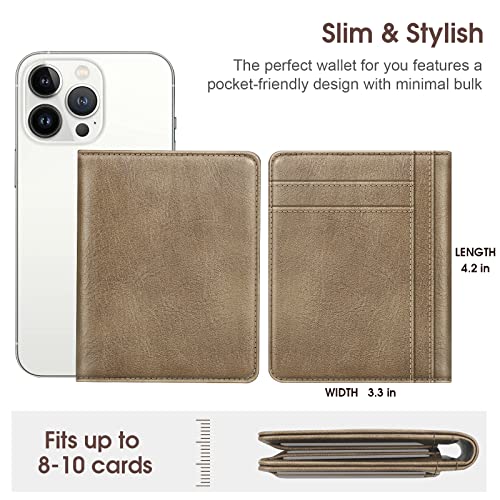 Fintie Bifold Credit Card Holder For Men And Women, Premium Pu Leather Slim Minimalist Rfid Blocking Card Cases Wallet With Id Window (Khaki) #TOP5