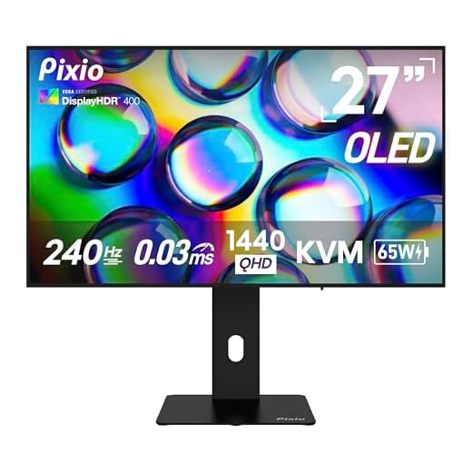 Pixio PX277 OLED Max V2 27 inch 240Hz Refresh Rate QHD Wide 1440p Resolution WOLED VESA Certified Display HDR400 True Black 0.03ms GTG Response Time Adaptive Sync KVM Switch Gaming Monitor