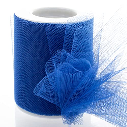 Image of 3 inch Premium Tulle Fabric Roll for Crafts, Wedding, Party Decorations, Gifts - Royal Blue 25 Yard Spool