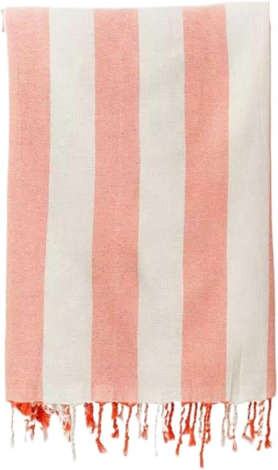 American Beach Towel - Cotton Rimmed Towel Türkiye Towel Fast Drying and Water Absorption Suitable for Holiday and Gym Orange