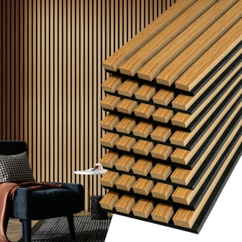 Art3d 8-Pack Soundproof Wood Slat Wall Panels, 94.5 x 7.9 Inch, Warm Teak