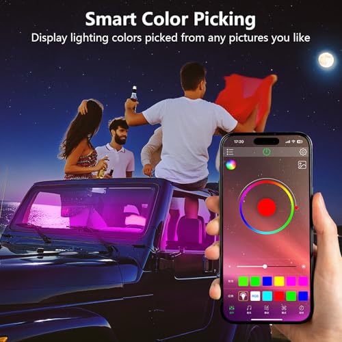 Tiras de luz LED RGB Bluetooth para coche con control por App de 4 paneles 7