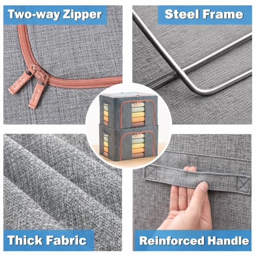 Image of DecorTwist Steel Frame Foldable Storage Box - Wardrobe Organizer for Clothes, Sarees & Blankets | Moisture-Proof Oxford Fabric | 65 Ltr (Pack of 1)