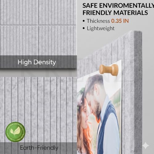 Image of KRENZ Self Adhesive Bulletin Notice Board (30 X 30 Cm) with Drawing Pins List Board for Wall Vision Board for Manifestation Wall Boards Message Board for Office School Collage (2, Gray Line)