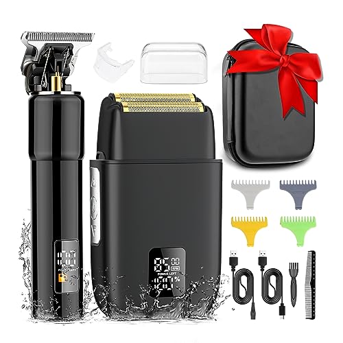 Dumite Hair Clippers for Man,Professional Electric Shavers Razor T-Blade Hair Trimmer, Men’s Grooming Kit Waterproof Cordless Barber Trimmer Bald Shavers 4 Guides (Black)