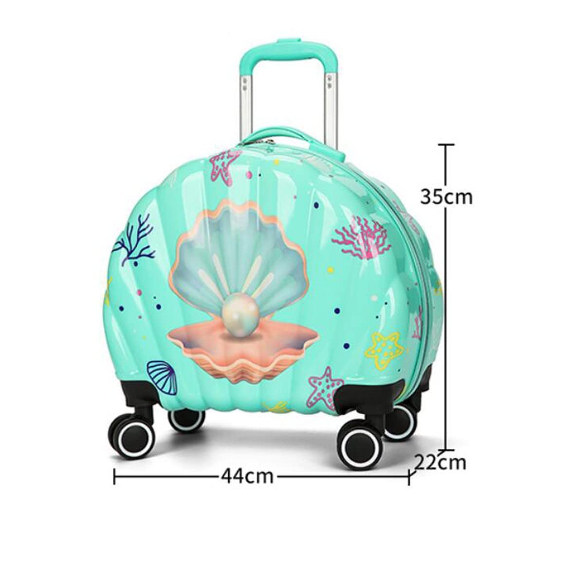 Maleta Trolley Infantil Equipaje Shell De Gran Capacidad con Ruedas Universales 44X35x22cm(Color:Light Green)