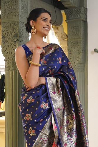 Image of Subham Women Saree Soft Silk Cotton Banarasi | Polished Professional Daily Wear Sari with Blouse fabric
