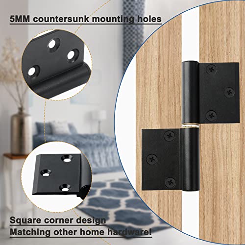 Mozcorn 5 Inch Matte Black Door Hinges Lift-Off Detachable Hinge Removable Lift Off Hinge Bedroom Door Flag Hinge Outdoor Projects Hinges 6 Pcs #TOP5