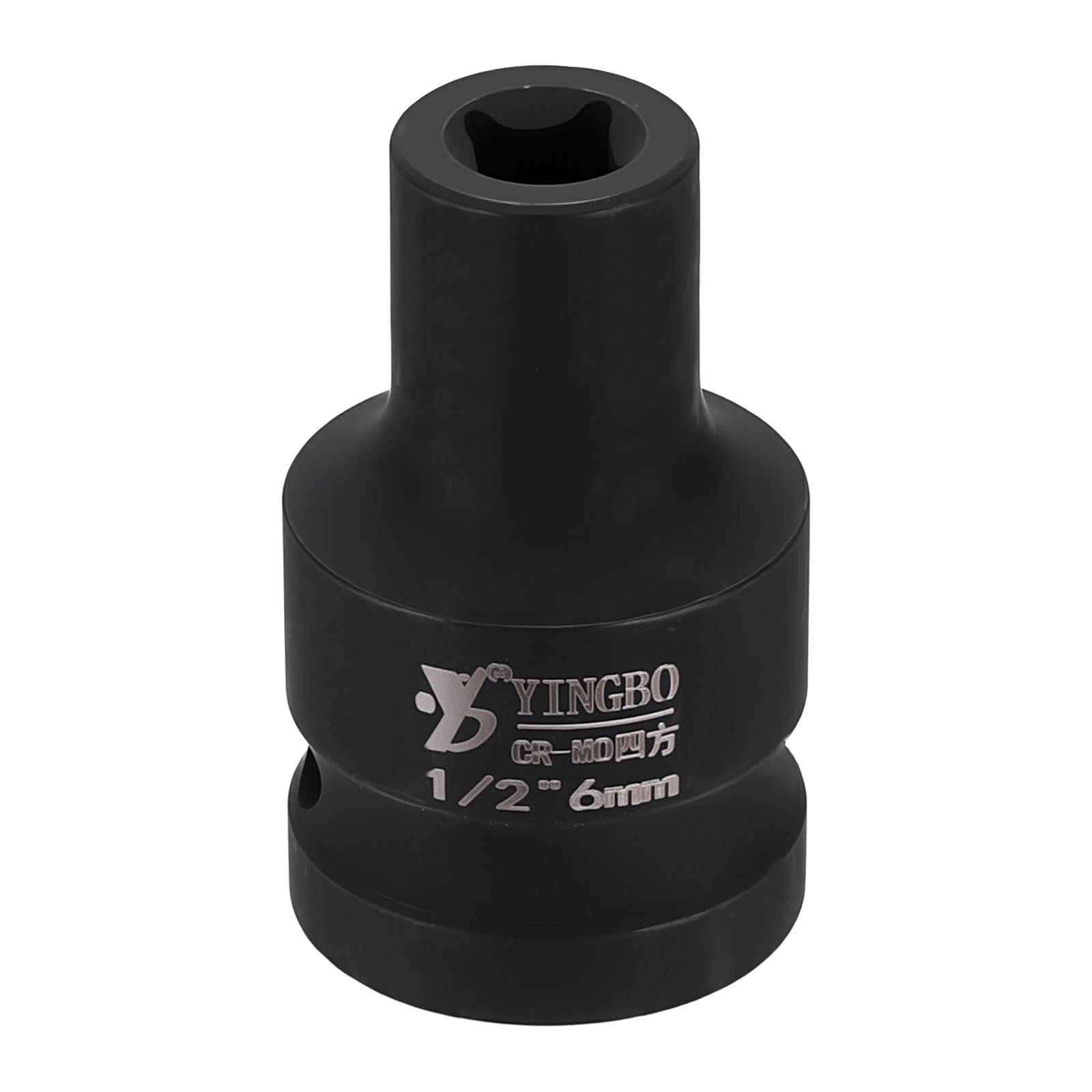 sourcing map 4 Point Square Socket 1/2" Drive 6mm Metric Square Impact Socket 1.6" (40mm) Long 40CR Steel Phosphating Standard Wheel Sleeve Tool for Auto Repair Mechanical Home Use
