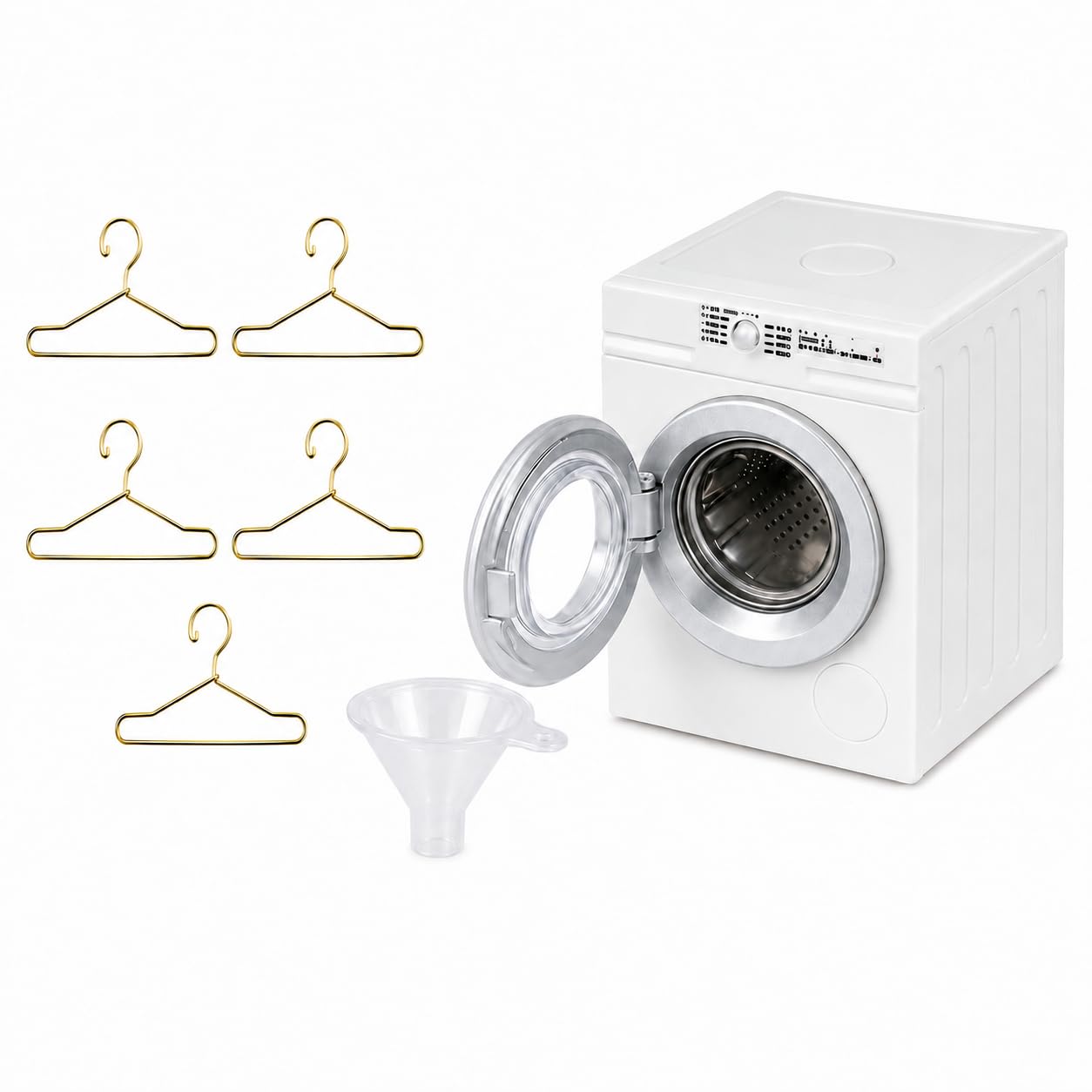 Photo 1 of 1?12 Scale Miniature Washing Machine Model with 5 Metal Hangers, Rotating Drum Front-Load Washer Replica for Adult Collectibles, Desk Display and Photography Props(White)