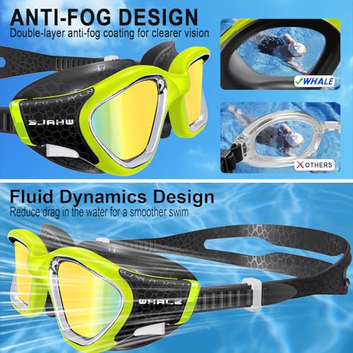 Image of Whale Swim Goggles Polarized Anti-Fog Lenses, Unisex | 100% UV Protection | Anti-Fog Goggles High Definition, Wide-Angle View