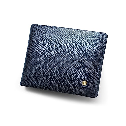 Classic Slim Wallet/Genuine Leather with RFID Blocking / W2 (Blue Saffiano)