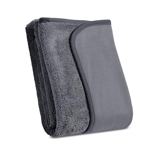 Image of JOYMOOP Microfiber Towels for Cars, 35.4 inch x 23.6 inch Car Drying Towel, Dark Gray Reusable Car Towel, Quick Drying Car Microfiber Cleaning Cloth for RVs, SUVs, Trucks
