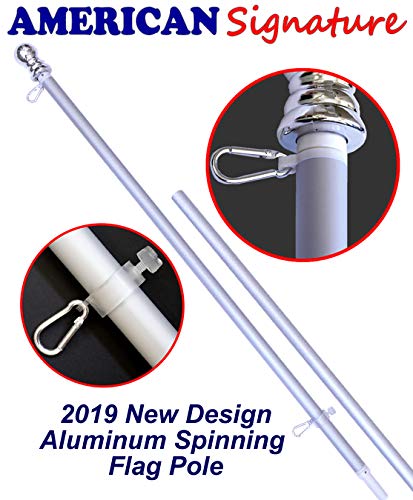 American Signature 5 ft Aluminum Tangle Free Spinning Flag Pole with Carabiners