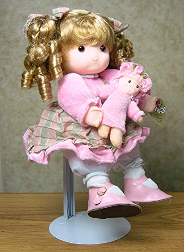 Doll Stands Set Of 2 White Metal And Vinyl Holders Each Expands Approximately 10" To 17" #TOP4