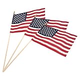 Super Tough American Flag | 1x1.5 FT Outdoor USA Flag | 30" Durable Wooden Stick with Spear Tip | 12
