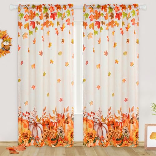 FRAMICS Fall Curtains for Living Room Thanksgiving Curtain for Bedroom