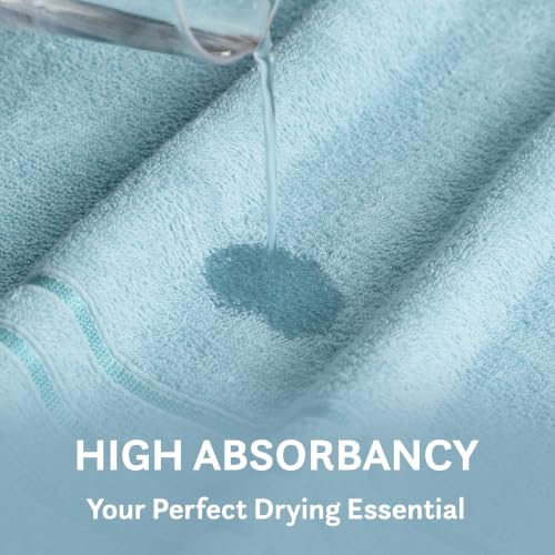 Image of MYTRIDENT Bath Towel | Comfort Living | Quick Drying | Travel Friendly | for Men /Women | 1 Piece Large Size | 100% Cotton 400 GSM | 70 x 140 cms - Cool Blue