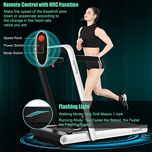 Image of GYMAX Walking Pad, 4.75HP Under Desk Treadmill with LED Touch Screen, App Control, Built-in Speaker & Handle, 2 in 1 Folding Compact Portable Treadmill for Home Small Space