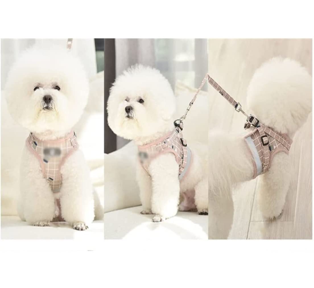 Correa Perro Correr Eslinga Para Perros, Collar Para Cachorros Y Gatos, Chaleco De Malla Transpirable, Ajustable Para Pequeños, Correa Suministros Para Mascotas Antideslizantes Reforzada(Pink,45-50cm)