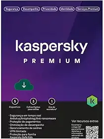Kaspersky Premium - 5 Dispositivos, 3 cofres - 1 ano