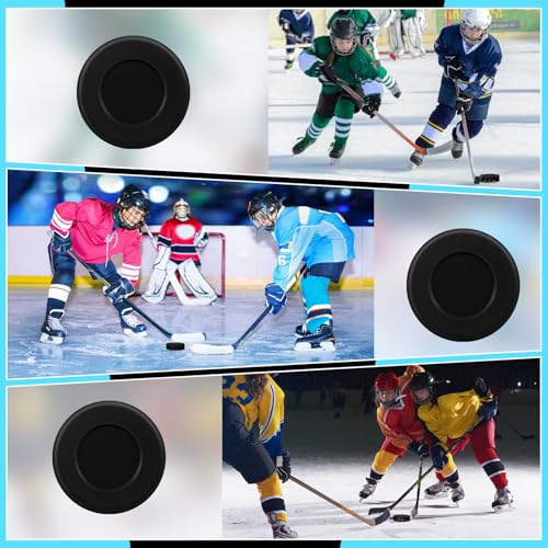RoundFunny 12 12/24 Pcs Assorted Ice Hockey Pucks Diameter 3\" Thickness 1\" Lightweight Hard Hollow Plastic Pucks for Practicing and Training Street Hockey Puck Balls for Indoor (Black) - Thumbnail 6
