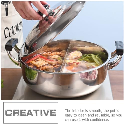 Casserole double acier inoxydable séparateur FRCOLOR poignée solide cuisine pot chaud fondue chinoise