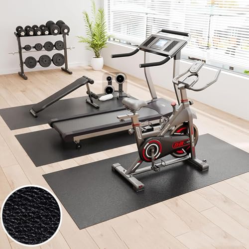 Exercise Equipment Mat, PVC, Waterproof Non-Slip, for Treadmill and Bike, Black - Image 3