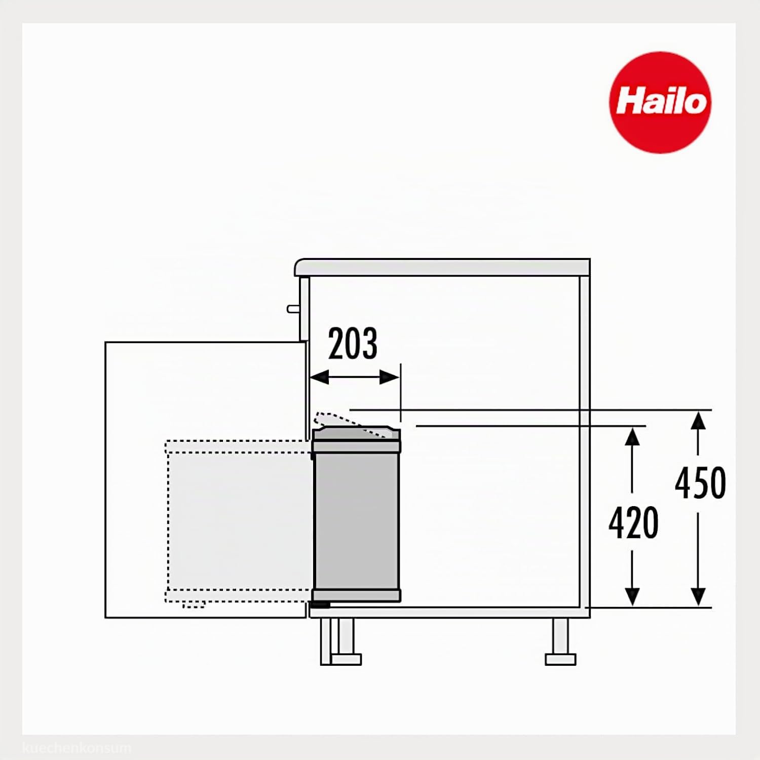 Hailo Abfallsammler 3416001 | Schwenkbarer Einbau Mülleimer Duo 16 L | Für Küchenschränke ab 45 cm Breite mit Drehtür | Robustes Weißes Design | Einfache Montage | Perfekte 2fach Mülltrennung