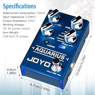 JOYO Aquarius R-07 R Series Pédale d’effet multimode 8 effets de retard numériques avec boucle (5 minutes de temps d’enregistrement) pour guitare électrique (R-07) - Les Beatles, Paul McCartney, John Lennon, RIngo Starr, George Harrison JOYO Aquarius R-07 R Series Pédale d'effet multimode 8 effets de retard numériques avec boucle (5 minutes de temps d'enregistrement) pour guitare électrique (R-07) – Image 5